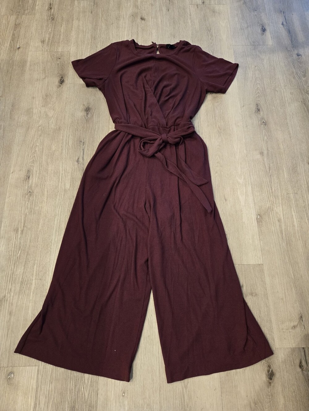 Torrid Wide Leg Ribbed Short Sleeve Tie Waist Jumpsuit Sz 2x